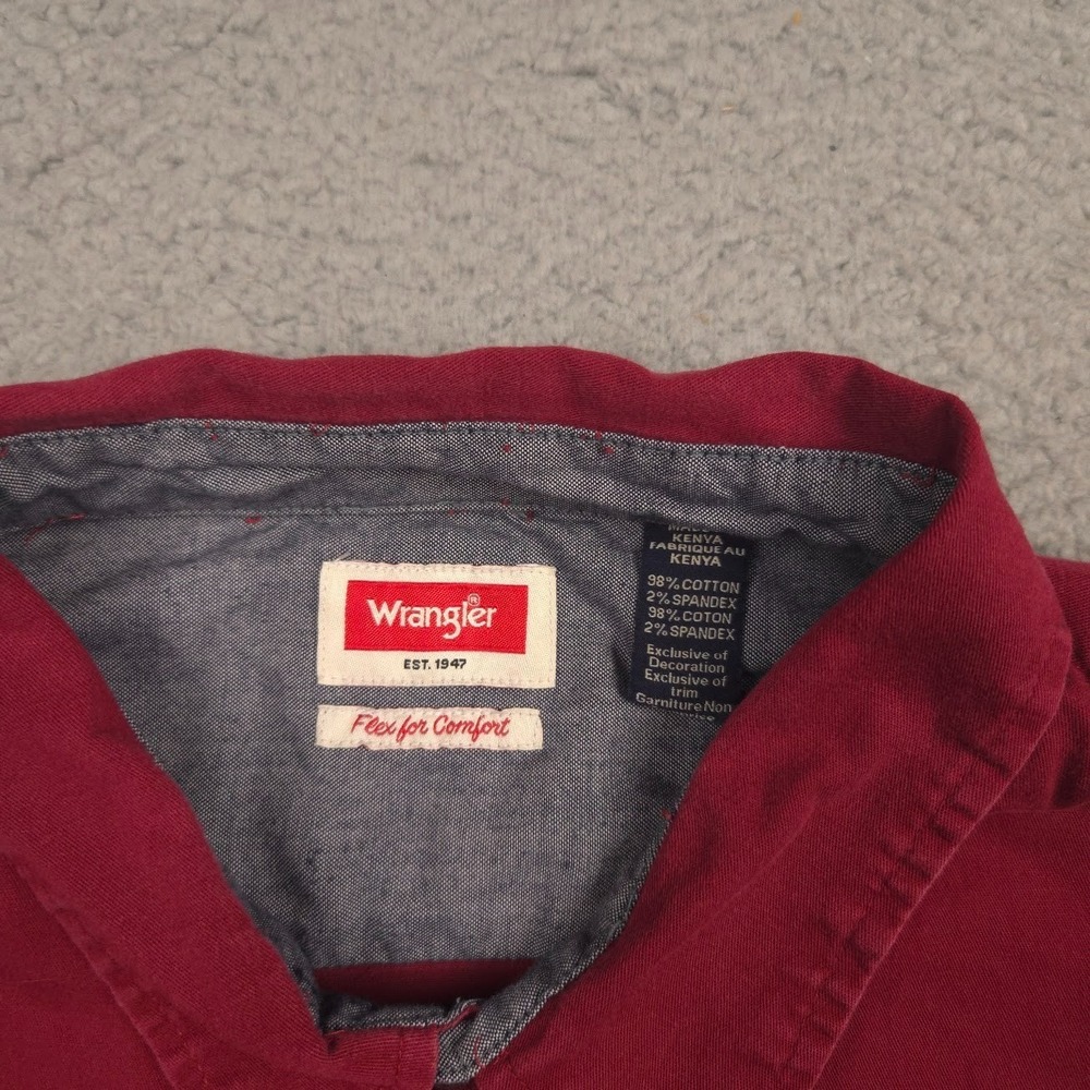 Wrangler Flex for Comfort Men 3XL Maroon Short Sleeve Button Shirt Stretch - Picture 2 of 11